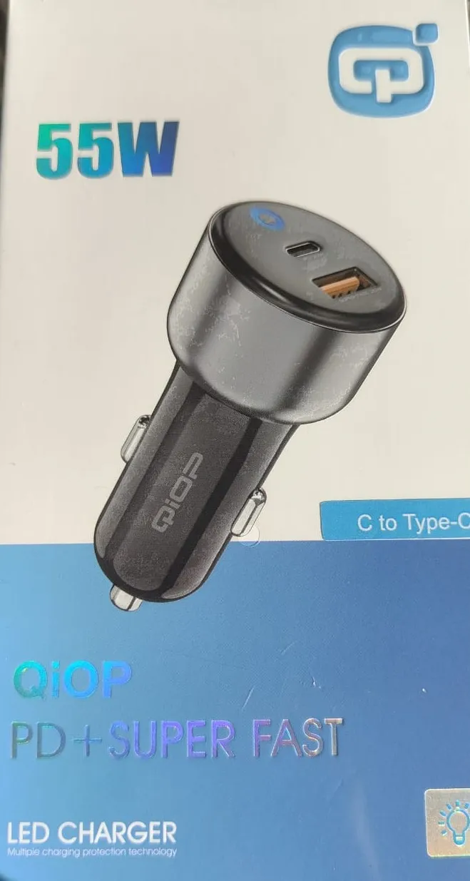 Copie de CHARGEUR QIOP POUR VOITURE 55W TYPE-C/USB Q-151